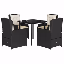 Set da Pranzo da Giardino 5 pz Nero con Cuscini in Polyrattancod mxl 117137 - Vista aggiuntiva 2