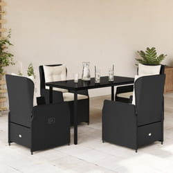 Set da Pranzo da Giardino 5 pz Nero con Cuscini in Polyrattancod mxl 93173