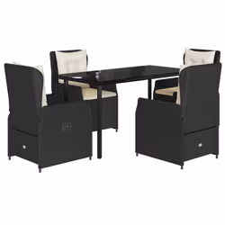 Set da Pranzo da Giardino 5 pz Nero con Cuscini in Polyrattancod mxl 93173 - Vista aggiuntiva 2
