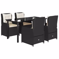 Set da Pranzo da Giardino 5 pz Nero con Cuscini in Polyrattancod mxl 117133 - Vista aggiuntiva 2