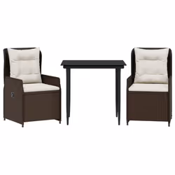 Set da Pranzo da Giardino 3pz con Cuscini in Polyrattan Marronecod mxl 93179 - Vista aggiuntiva 2
