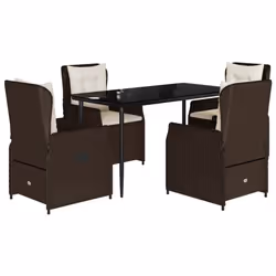 Set da Pranzo da Giardino 5pz con Cuscini in Polyrattan Marronecod mxl 93175 - Vista aggiuntiva 2