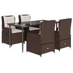 Set da Pranzo da Giardino 5pz con Cuscini in Polyrattan Marronecod mxl 117135 - Vista aggiuntiva 2