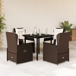 Set da Pranzo da Giardino 5pz con Cuscini in Polyrattan Marronecod mxl 117134