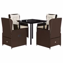 Set da Pranzo da Giardino 5pz con Cuscini in Polyrattan Marronecod mxl 117134 - Vista aggiuntiva 2