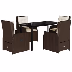 Set da Pranzo da Giardino 5pz con Cuscini in Polyrattan Marronecod mxl 93176 - Vista aggiuntiva 2