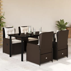 vidaXL Set da Pranzo da Giardino 5pz con Cuscini in Polyrattan Marrone