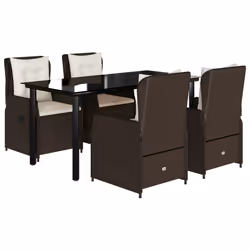 vidaXL Set da Pranzo da Giardino 5pz con Cuscini in Polyrattan Marrone - Vista aggiuntiva 2