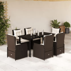 vidaXL Set da Pranzo da Giardino 7pz con Cuscini in Polyrattan Marrone
