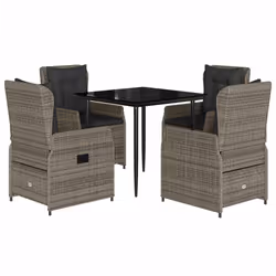 vidaXL Set da Pranzo da Giardino 5 pz con Cuscini in Polyrattan Grigio - Vista aggiuntiva 2