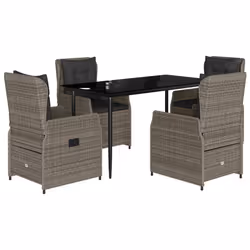 vidaXL Set da Pranzo da Giardino 5 pz con Cuscini in Polyrattan Grigio - Vista aggiuntiva 2