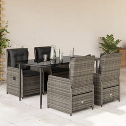 vidaXL Set da Pranzo da Giardino 5 pz con Cuscini in Polyrattan Grigio