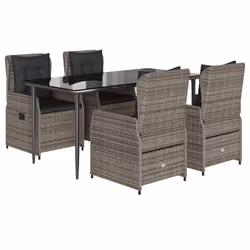 vidaXL Set da Pranzo da Giardino 5 pz con Cuscini in Polyrattan Grigio - Vista aggiuntiva 2