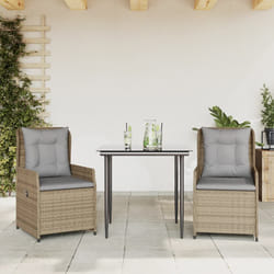 vidaXL Set da Pranzo da Giardino 3 pz con Cuscini Beige in Polyrattan