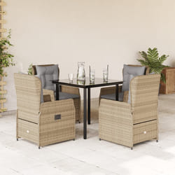vidaXL Set da Pranzo da Giardino 5 pz con Cuscini Beige in Polyrattan