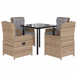 vidaXL Set da Pranzo da Giardino 5 pz con Cuscini Beige in Polyrattan - Vista aggiuntiva 2