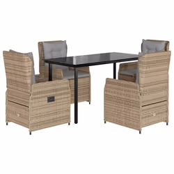 vidaXL Set da Pranzo da Giardino 5 pz con Cuscini Beige in Polyrattan - Vista aggiuntiva 2