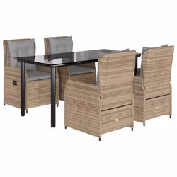 vidaXL Set da Pranzo da Giardino 5 pz con Cuscini Beige in Polyrattan - Vista aggiuntiva 2