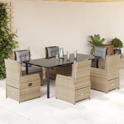 vidaXL Set da Pranzo da Giardino 7 pz con Cuscini Beige in Polyrattan