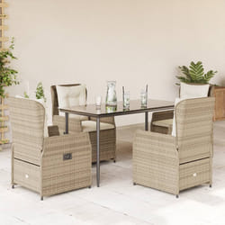 vidaXL Set da Pranzo da Giardino 5 pz con Cuscini Beige in Polyrattan