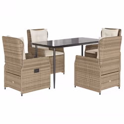 vidaXL Set da Pranzo da Giardino 5 pz con Cuscini Beige in Polyrattan - Vista aggiuntiva 2