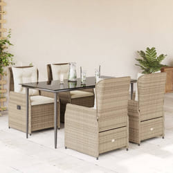 vidaXL Set da Pranzo da Giardino 5 pz con Cuscini Beige in Polyrattan