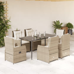 vidaXL Set da Pranzo da Giardino 7 pz con Cuscini Beige in Polyrattan