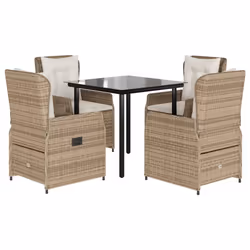 vidaXL Set da Pranzo da Giardino 5 pz con Cuscini Beige in Polyrattan - Vista aggiuntiva 2