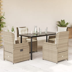 vidaXL Set da Pranzo da Giardino 5 pz con Cuscini Beige in Polyrattan