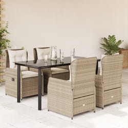 vidaXL Set da Pranzo da Giardino 5 pz con Cuscini Beige in Polyrattan