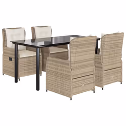 vidaXL Set da Pranzo da Giardino 5 pz con Cuscini Beige in Polyrattan - Vista aggiuntiva 2