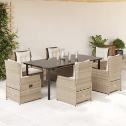 vidaXL Set da Pranzo da Giardino 7 pz con Cuscini Beige in Polyrattan