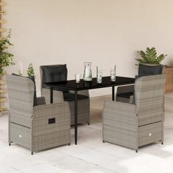 vidaXL Set Pranzo da Giardino 5pz con Cuscini Grigio Chiaro Polyrattan