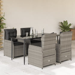 vidaXL Set Pranzo da Giardino 5pz con Cuscini Grigio Chiaro Polyrattan