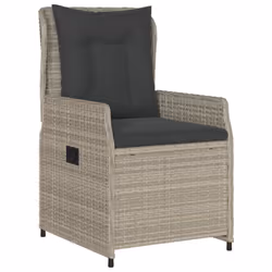 vidaXL Set Pranzo da Giardino 5pz con Cuscini Grigio Chiaro Polyrattan - Vista aggiuntiva 3