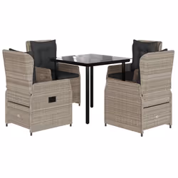Set Pranzo da Giardino 5pz con Cuscini Grigio Chiaro Polyrattancod mxl 117146 - Vista aggiuntiva 2
