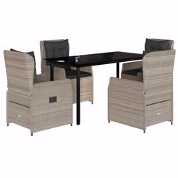 Set Pranzo da Giardino 5pz con Cuscini Grigio Chiaro Polyrattancod mxl 93188 - Vista aggiuntiva 2