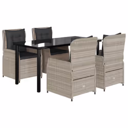 Set Pranzo da Giardino 5pz con Cuscini Grigio Chiaro Polyrattancod mxl 117147 - Vista aggiuntiva 2