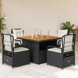 Set da Pranzo da Giardino 5 pz Nero con Cuscini in Polyrattancod mxl 117149