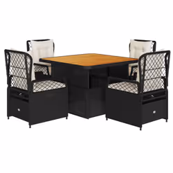 Set da Pranzo da Giardino 5 pz Nero con Cuscini in Polyrattancod mxl 117149 - Vista aggiuntiva 2