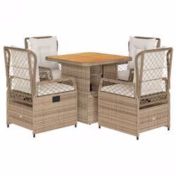 vidaXL Set da Pranzo da Giardino 5 pz con Cuscini Beige in Polyrattan - Vista aggiuntiva 2