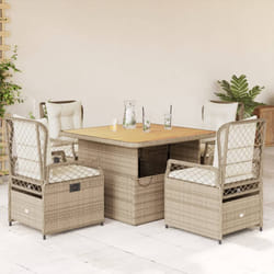 vidaXL Set da Pranzo da Giardino 5 pz con Cuscini Beige in Polyrattan