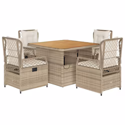 vidaXL Set da Pranzo da Giardino 5 pz con Cuscini Beige in Polyrattan - Vista aggiuntiva 2