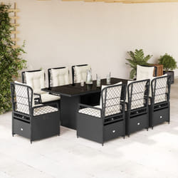 vidaXL Set da Pranzo da Giardino 9 pz con Cuscini Nero in Polyrattan