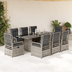 vidaXL Set da Pranzo da Giardino 9 pz con Cuscini in Polyrattan Grigio