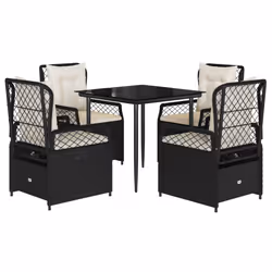 Set da Pranzo da Giardino 5 pz Nero con Cuscini in Polyrattancod mxl 93202 - Vista aggiuntiva 2