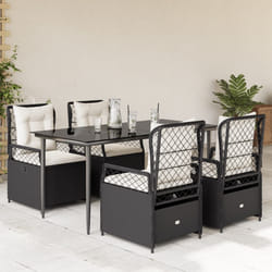 vidaXL Set da Pranzo da Giardino 5 pz Nero con Cuscini in Polyrattan
