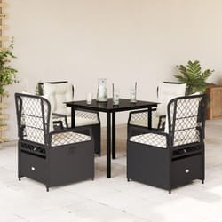 Set da Pranzo da Giardino 5 pz Nero con Cuscini in Polyrattancod mxl 117153