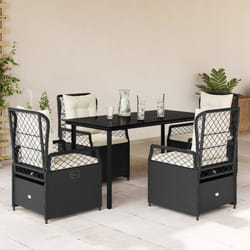 Set da Pranzo da Giardino 5 pz Nero con Cuscini in Polyrattancod mxl 93194