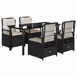 Set da Pranzo da Giardino 5 pz Nero con Cuscini in Polyrattancod mxl 117154 - Vista aggiuntiva 2